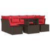vidaXL Ensemble de Canap&eacute;s 7 pcs Marron et rouge polyrotin
