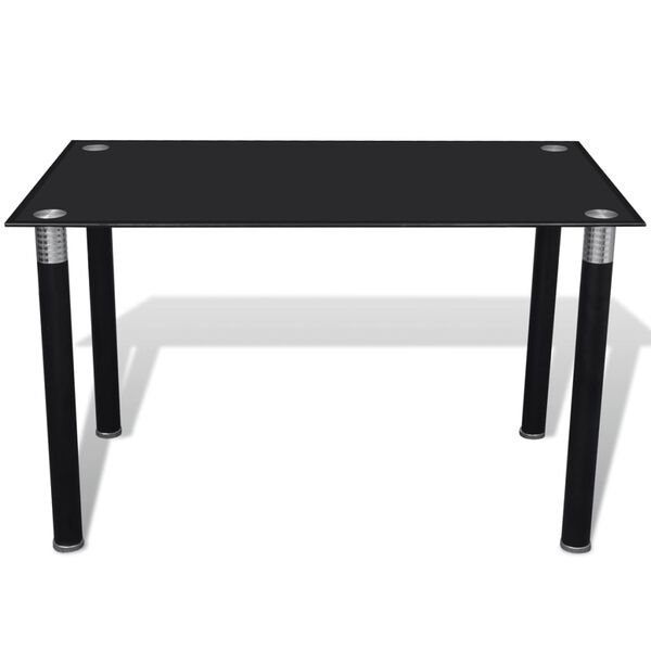 vidaXL Table de salle &agrave; manger avec dessus de table en verre Noir