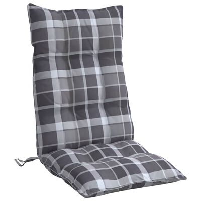 vidaXL Coussins de chaise à dossier haut lot de 2 motif carreaux gris