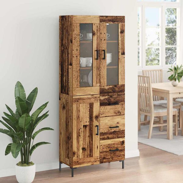 vidaXL Haut Armoire avec tiroir 2 pcs Bois ancien Bois d'ing&eacute;nierie