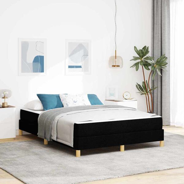 vidaXL Lit &agrave; ressorts avec matelas Noir 140 x 200 cm tissu