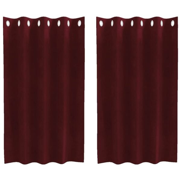 vidaXL Rideaux occultants 2 pcs Bordeaux 140 x 140 cm Velours