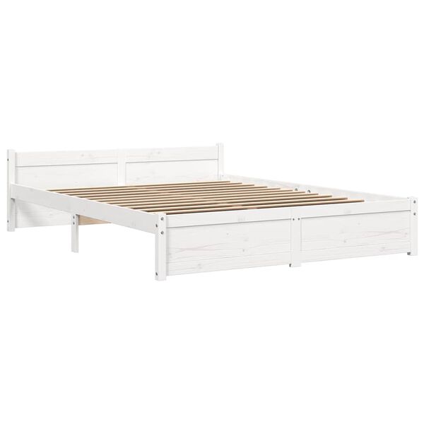 vidaXL Cadre de lit sans matelas blanc bois massif 150x200 cm