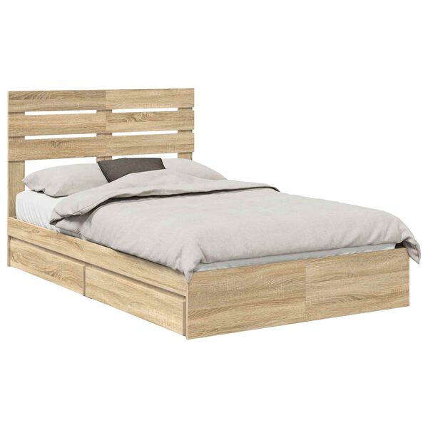 vidaXL Lit de Rangement Ch&ecirc;ne Sonoma 120 x 190 cm Bois d'ing&eacute;nierie