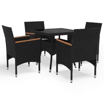 vidaXL Ensemble à manger de jardin 5 pcs Noir Résine tressée et acacia