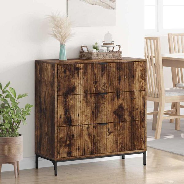 vidaXL Buffet Ch&ecirc;ne fum&eacute; 79,5 x 33 x 82 cm Bois d'ing&eacute;nierie