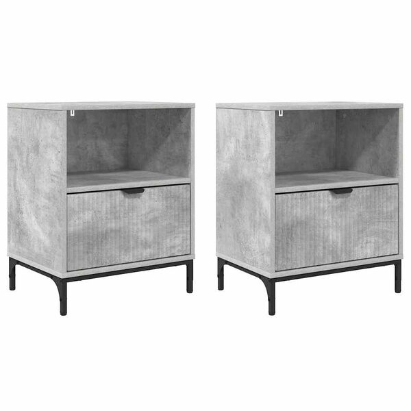 vidaXL Cabinet de chevet avec tiroir 2 pcs Gris b&eacute;ton 49 x 36 x 61 cm