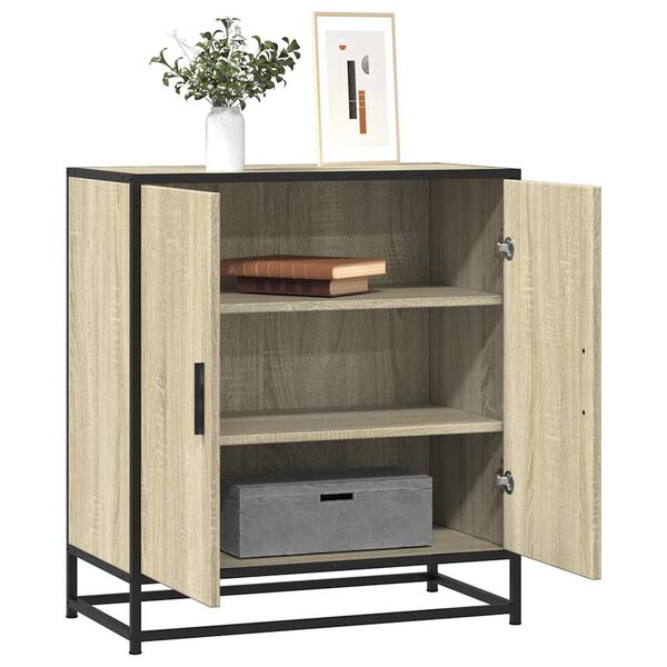vidaXL Buffet ch&ecirc;ne sonoma 68x35x76 cm bois d'ing&eacute;nierie et m&eacute;tal
