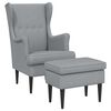 vidaXL Fauteuil avec pouf 2 pc Gris clair Tissu