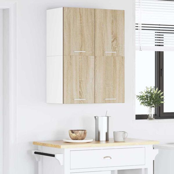 vidaXL Armoire suspendue Ch&ecirc;ne Sonoma et Blanc 60 x 31 x 40 cm