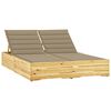 vidaXL Chaise longue double et coussins beige Bois de pin impr&eacute;gn&eacute;
