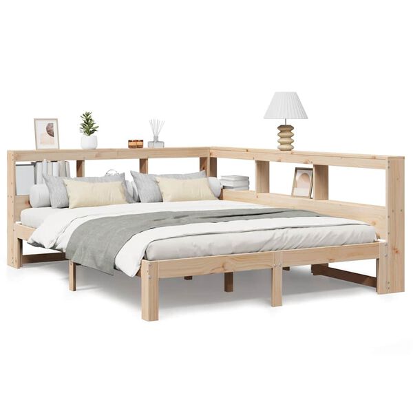 vidaXL Lit biblioth&egrave;que sans matelas 140x190 cm bois de pin massif