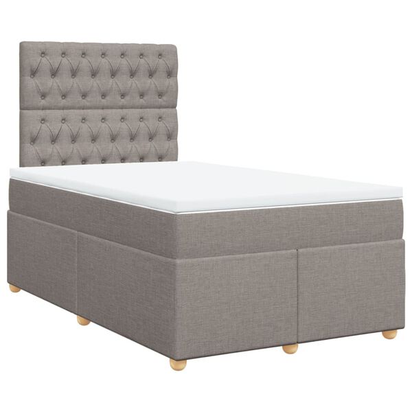 vidaXL Sommier &agrave; lattes de lit avec matelas taupe 120x190 cm tissu