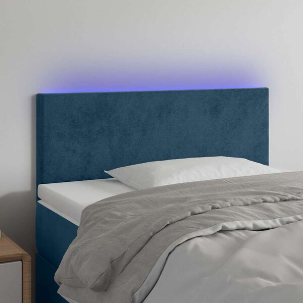 vidaXL T&ecirc;te de lit &agrave; LED Bleu fonc&eacute; 100x5x78/88 cm Velours