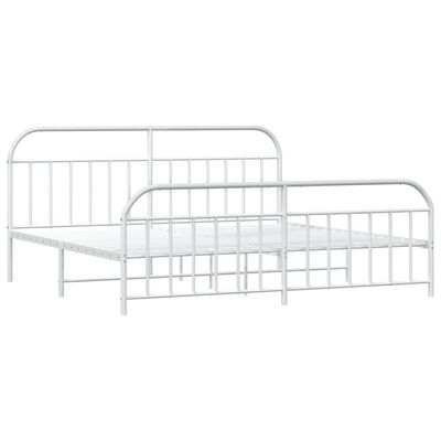 vidaXL Cadre de lit métal sans matelas et pied de lit blanc 193x203 cm