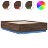vidaXL Cadre de lit avec LED sans matelas ch&ecirc;ne marron 140x190 cm