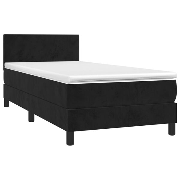 vidaXL Sommier &agrave; lattes de lit avec matelas LED Noir 100x200cm Velours