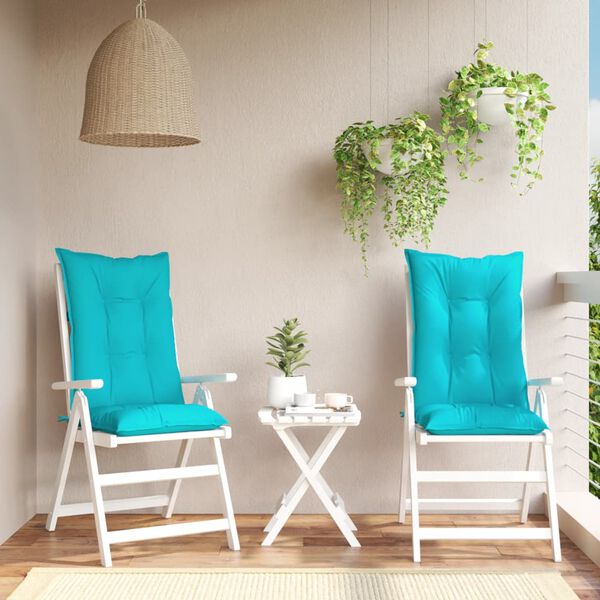 vidaXL Coussins de chaise de jardin &agrave; dossier haut lot de 2 turquoise