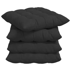 vidaXL Coussins de si&egrave;ge 4 pc Microfibre Noir 40 x 40 x 6 cm