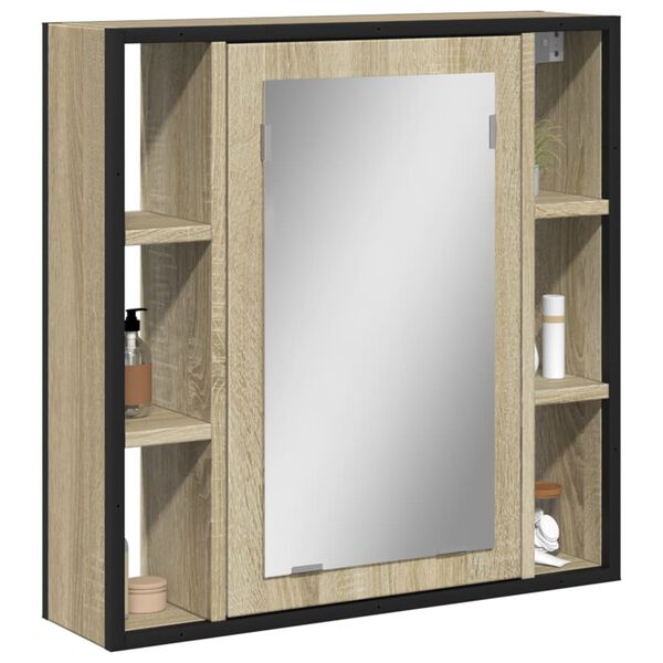 vidaXL Armoire &agrave; miroir de salle de bain ch&ecirc;ne sonoma bois ing&eacute;nierie