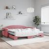 vidaXL Lit de jour avec lit gigogne et matelas rose 100x200 cm velours