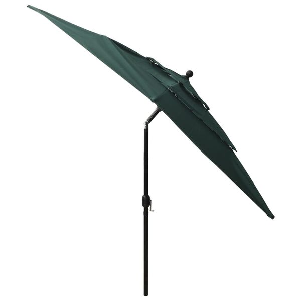 vidaXL Parasol de jardin à 3 niveaux avec mât en aluminium vert