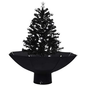 vidaXL Arbre de No&euml;l neigeux avec base de parapluie Noir 75 cm PVC