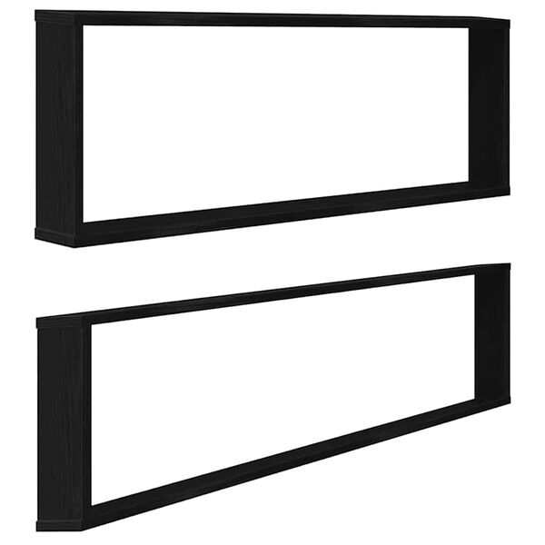 vidaXL &Eacute;tag&egrave;res murales cube 2 pcs ch&ecirc;ne noir 100x15x30 cm bois