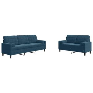 vidaXL Ensemble de canap&eacute;s 2pcs et coussins et traversins bleu velours