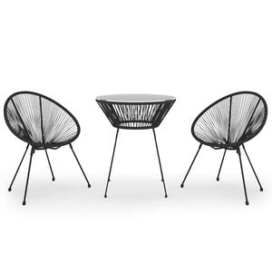 vidaXL Ensemble &agrave; d&icirc;ner d'ext&eacute;rieur 3 pcs Rotin PVC Noir