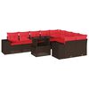 vidaXL Ensemble de canap&eacute; de jardin 10 pcs avec coussins marron
