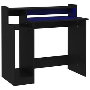 vidaXL Bureau avec lumi&egrave;res LED noir 97x45x90 cm bois d'ing&eacute;nierie