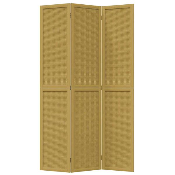 vidaXL Cloison de s&eacute;paration 3 panneaux marron bois paulownia massif