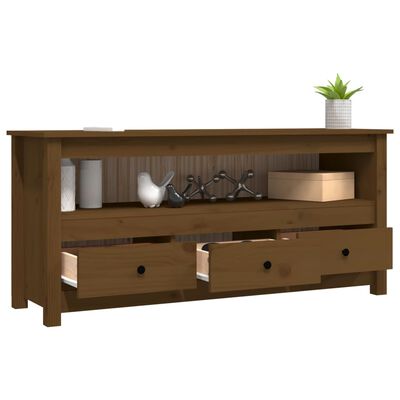 vidaXL Meuble TV Marron miel 114x35x52 cm Bois de pin massif