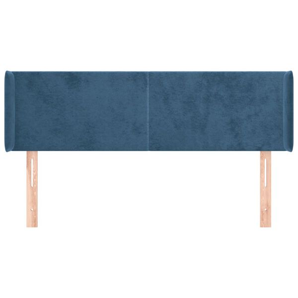 vidaXL T&ecirc;te de lit avec oreilles Bleu fonc&eacute; 147x16x78/88 cm Velours