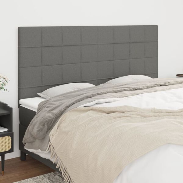 vidaXL T&ecirc;te de lit Gris fonc&eacute; 160x5x118/128 cm Tissu