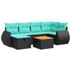 vidaXL Salon de jardin 7 pcs avec coussins noir r&eacute;sine tress&eacute;e
