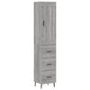 vidaXL Buffet haut Sonoma gris 34,5x34x180 cm Bois d'ing&eacute;nierie