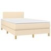 vidaXL Sommier &agrave; lattes de lit avec matelas cr&egrave;me 120x190 cm tissu