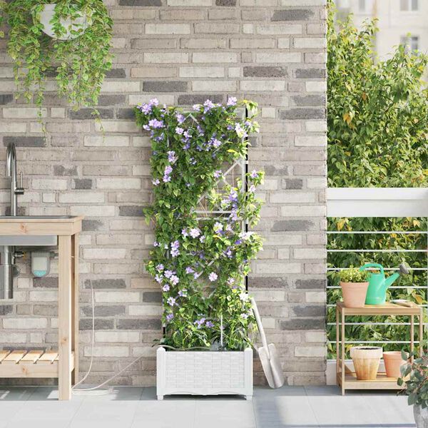 vidaXL Cache-pot de jardin Blanc 40 x 40 x 126 cm Acier