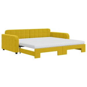 vidaXL Lit de jour avec gigogne et matelas jaune 100x200 cm velours