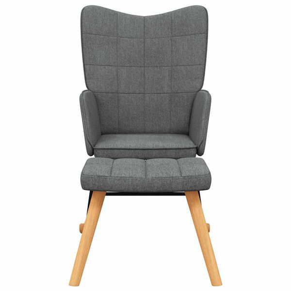 vidaXL Chaise &agrave; bascule avec tabouret Gris fonc&eacute; Tissu