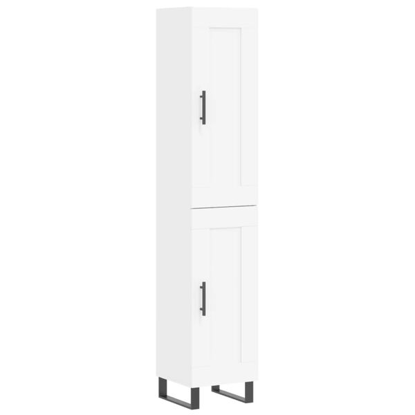vidaXL Buffet haut Blanc 34,5x34x180 cm Bois d'ing&eacute;nierie