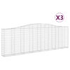 vidaXL Paniers à gabions arqués 3 pcs 400x30x120/140 cm Fer galvanisé