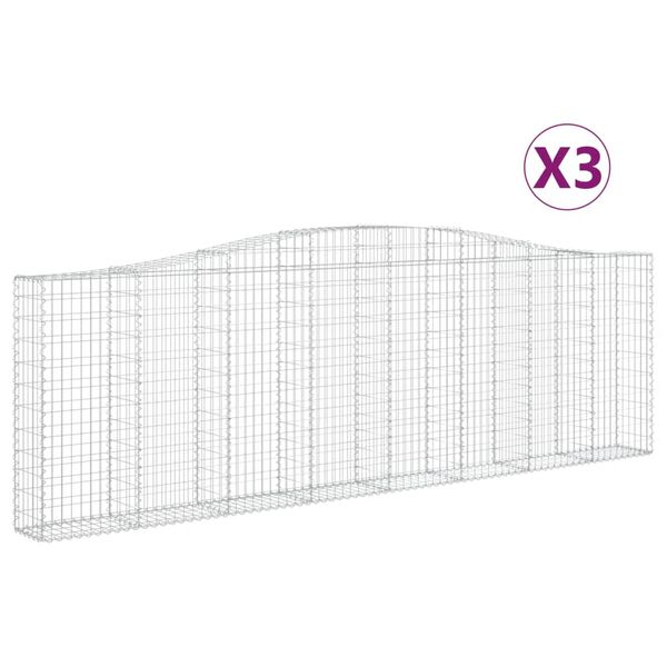 vidaXL Paniers à gabions arqués 3 pcs 400x30x120/140 cm Fer galvanisé