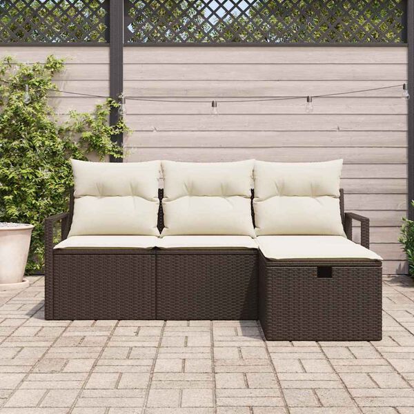 vidaXL Ensemble de canap&eacute; de jardin 4 pcs Marron Poly rotin