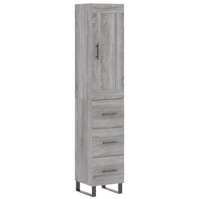 vidaXL Buffet haut Sonoma gris 34,5x34x180 cm Bois d'ingénierie