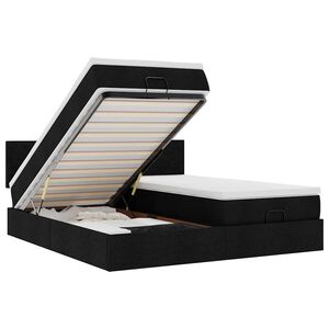 VidaXL Cadre de lit ottoman avec matelas noir 180x200cm tissu