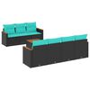 vidaXL Ensemble de canap&eacute; de jardin 8 pcs avec coussins noir r&eacute;sine tress&eacute;e