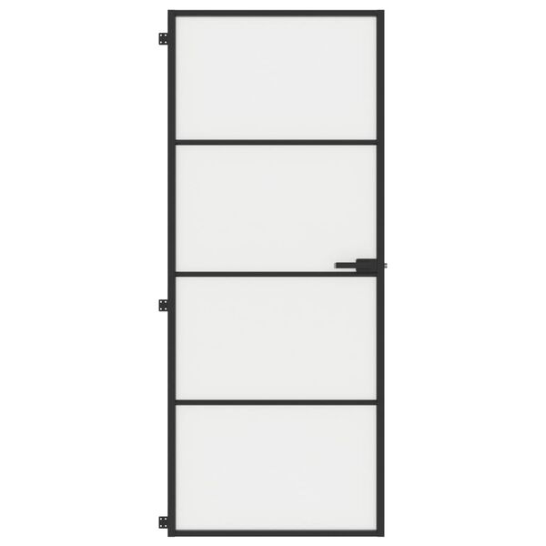 vidaXL Porte int&eacute;rieure mince noir 83x201,5 cm verre tremp&eacute; aluminium